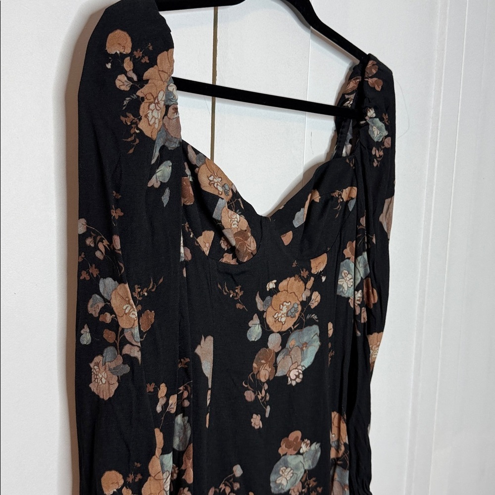 Aritzia Wilfred US6 Novella Black Floral Long Sleeve Mini Dress - Picture 4 of 8